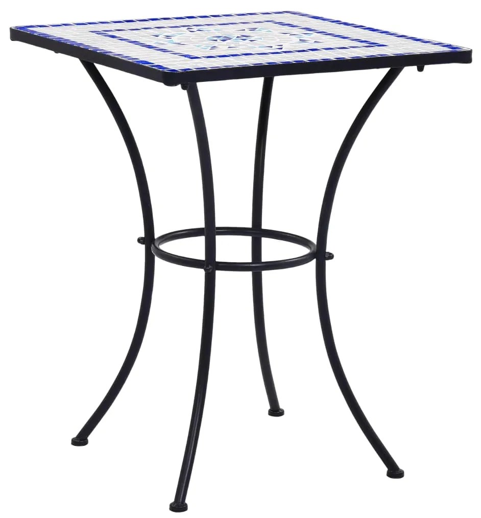 46706 vidaXL Masă de bistro mozaic, albastru și alb, 60 cm, ceramică