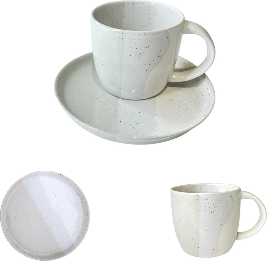 Set Cafea Cana si Farfurie Artizan Gri (1 cana 450ml, 1 farfurie 20cm)