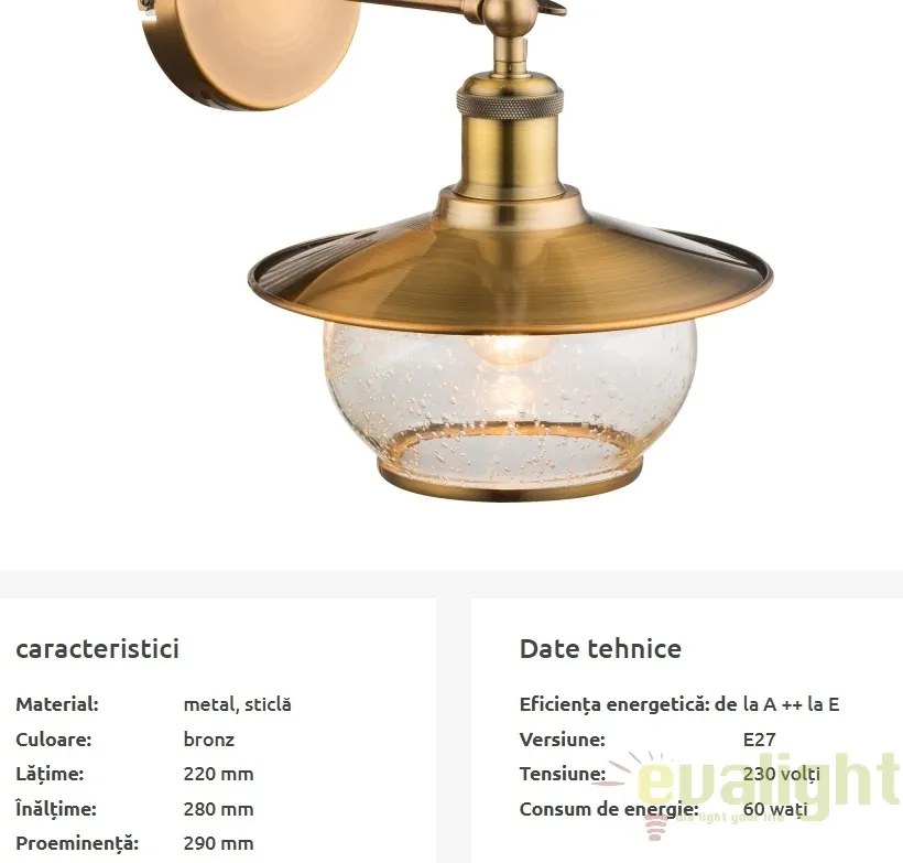 Aplica perete stil industrial Nevis 69030W GL
