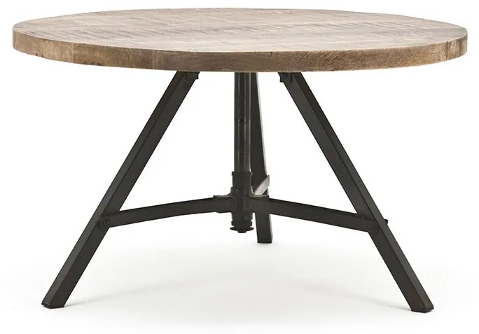 Masa rotunda cu blat din lemn de mango Discus 70x70x40 cm maro deschis/negru