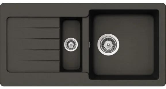 Set chiuveta bucatarie Schock Typos D-150S si baterie bucatarie Schock Plutos Cristalite Asphalt 86 x 43,5 cm