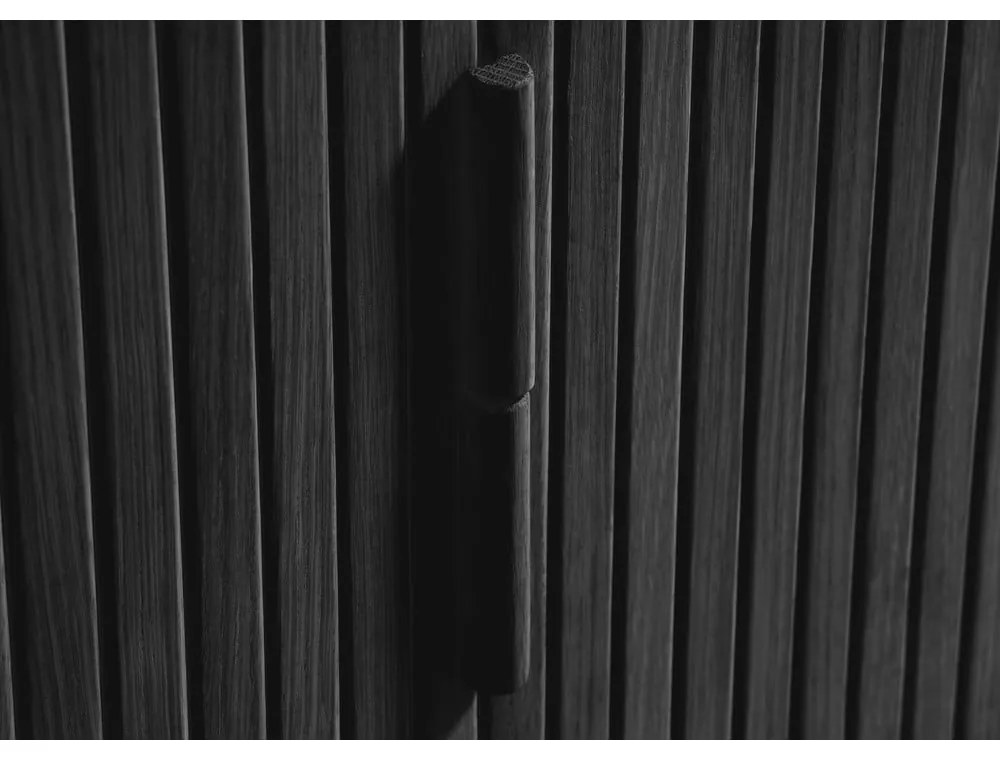 Masă TV neagră cu aspect de lemn de stejar 160x56 cm Cavo – Unique Furniture