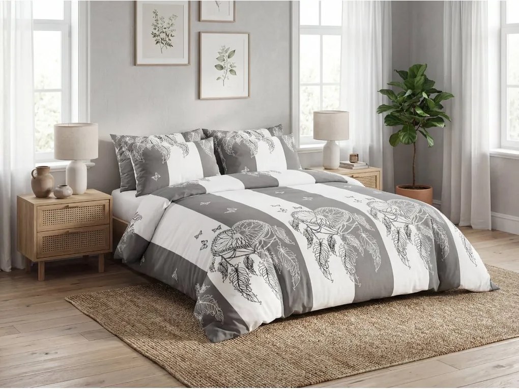 Lenjerie de pat din microfibra TIRSO gri-alb Dimensiune lenjerie de pat: 70 x 90 cm | 140 x 220 cm