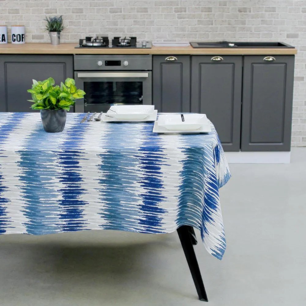 Fata de masa 170x170 cm, 100% bumbac, bleumarin/alb/gri