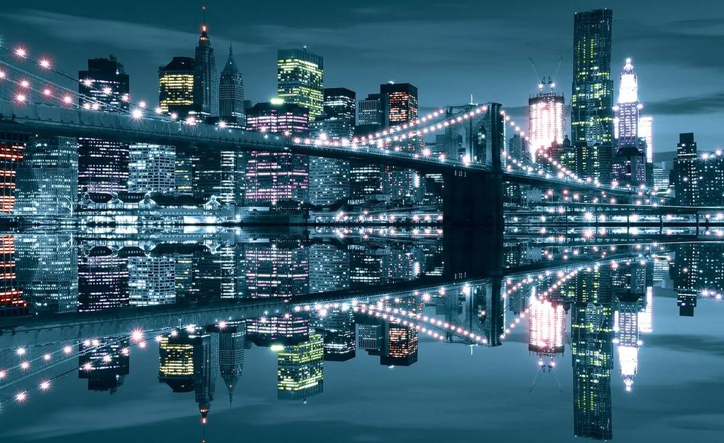 Fototapet - New York Bridge noaptea (152,5x104 cm)