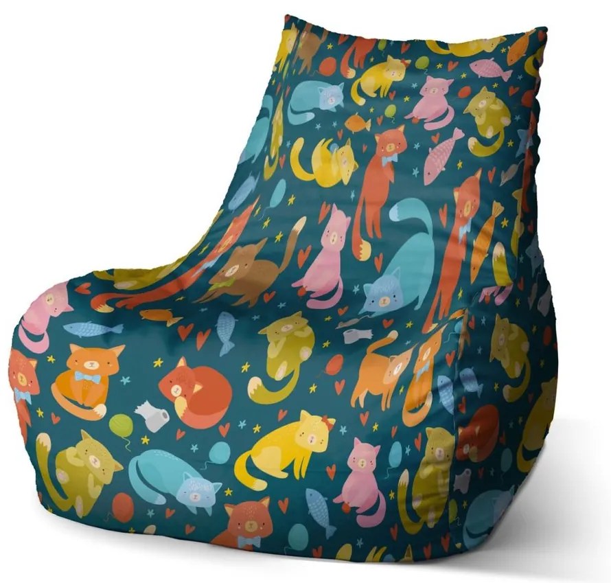 Sac de șezut Bean pisici cu peștișori - pentru copii, colorat