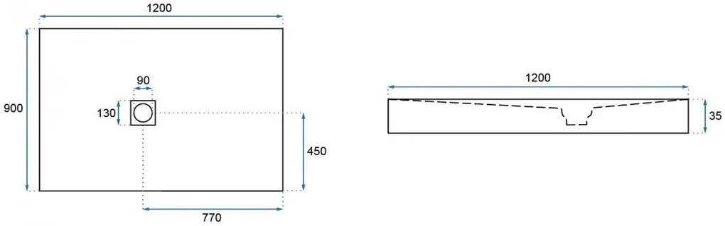 Cadita dus dreptunghiulara Rea Stone 90x120 negru