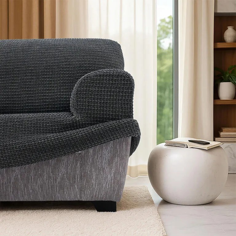 Huse super elastice RUBINIA antracit taburet (40 - 60 cm)