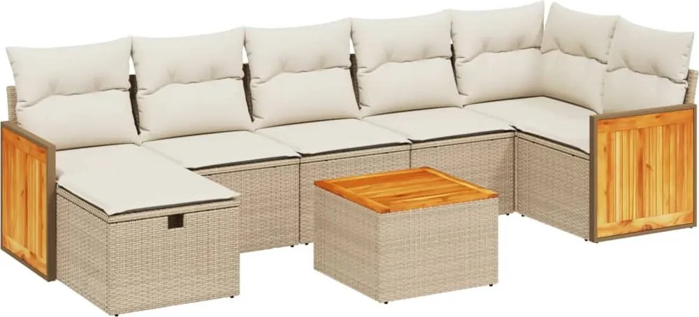 vidaXL Set canapele de grădină, 8 piese, cu perne, bej, poliratan