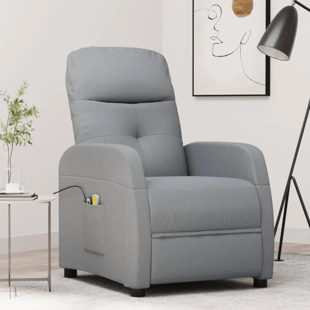 3073606 vidaXL Fotoliu de masaj electric rabatabil, gri deschis, textil