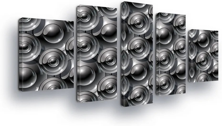 GLIX Tablou - Pattern with Metal Wheels 2 x 40x60 / 2 x 30x80 / 1 x 30x100 cm