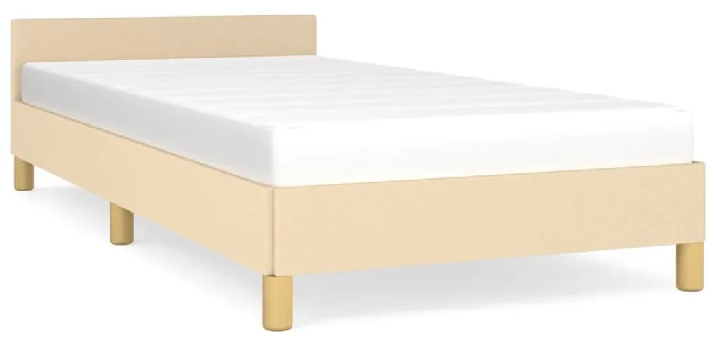 347380 vidaXL Cadru de pat cu tăblie, crem, 90x190 cm, textil