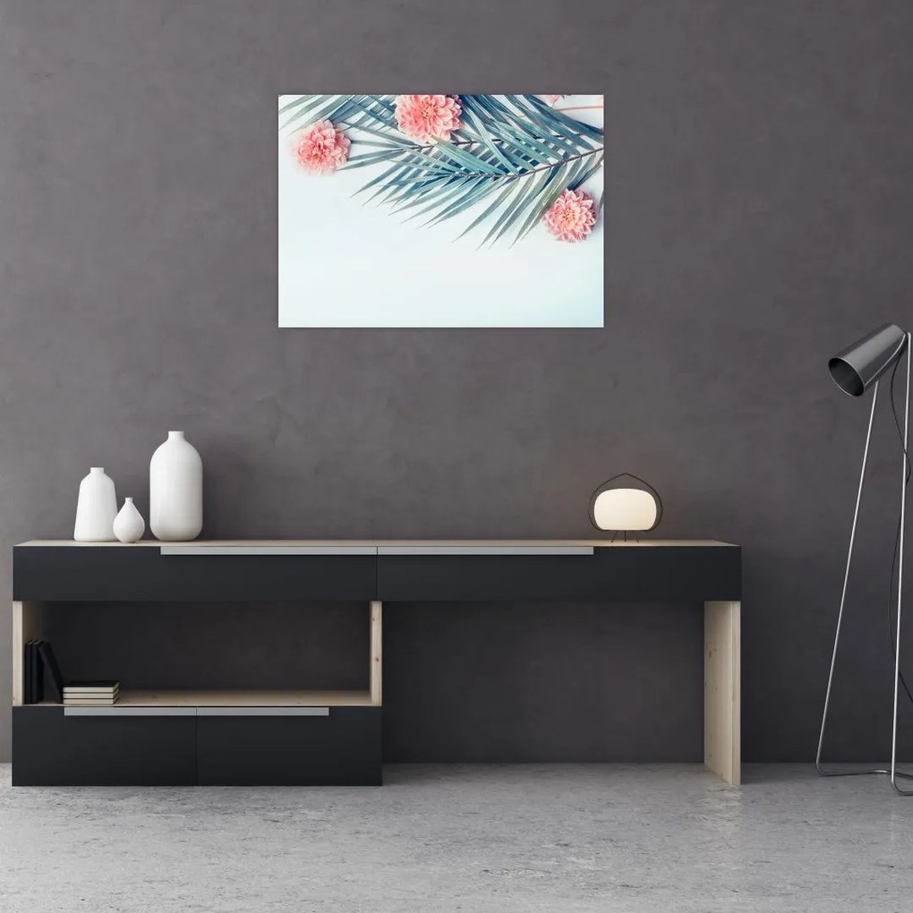Tablou pe sticlă cu buchet (70x50 cm)