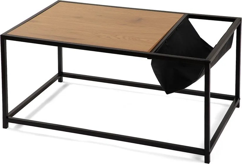 Măsuță de cafea neagră/în culoare naturală cu aspect de lemn de stejar 60x99 cm Bayen – Bonami Essentials