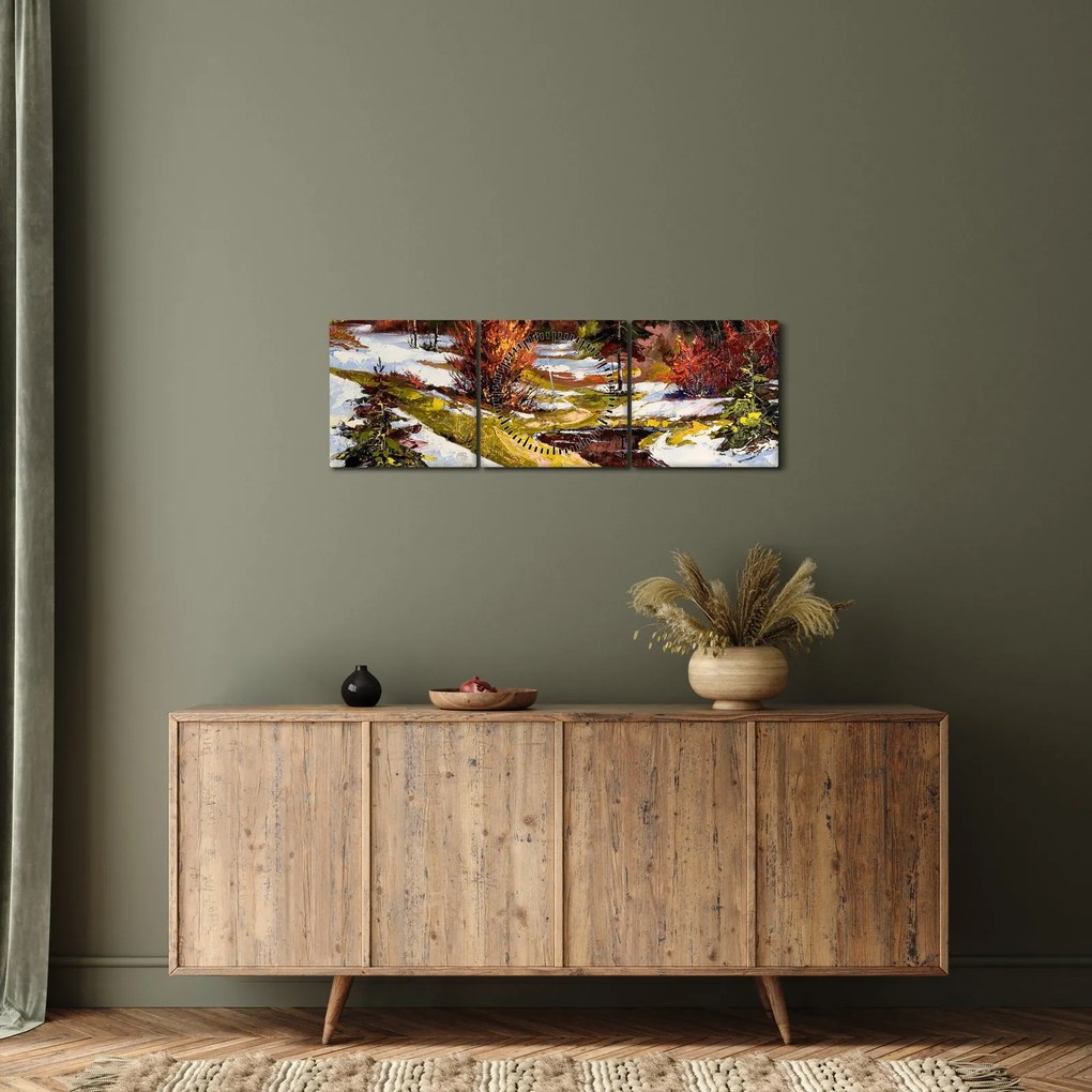 Tablou - Sosirea primăverii (cu ceas) (90x30 cm)