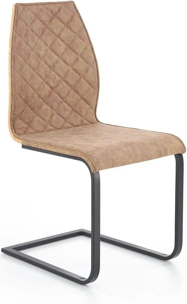 Scaun K265, maro/negru, piele ecologica/metal, 43x58x94 cm