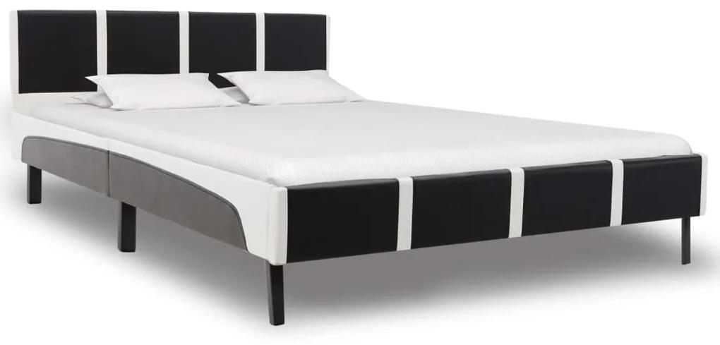 280288 vidaXL Cadru de pat, negru și alb, 120 x 200 cm, piele artificială