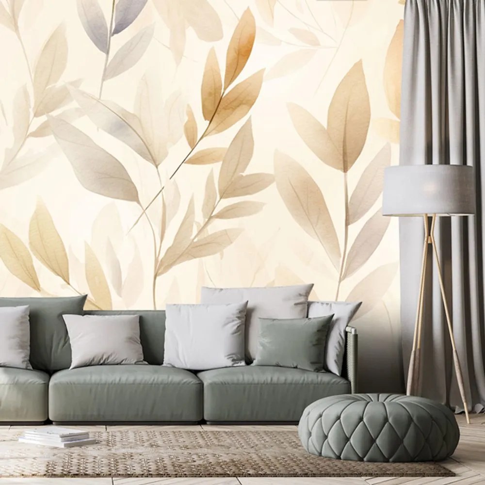 Tapet frunze delicate minimaliste