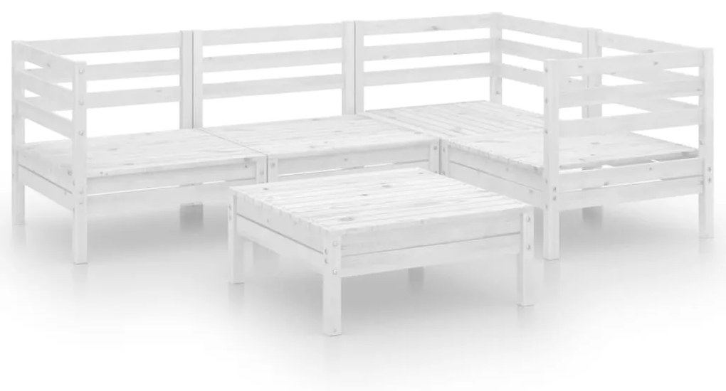 3082693 vidaXL Set mobilier de grădină, 5 piese, alb, lemn masiv de pin