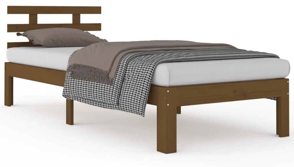 814722 vidaXL Cadru de pat single, maro miere, 90x190 cm, lemn masiv