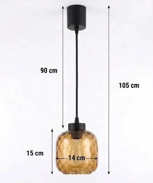 Brilagi - Lustru LED suspendat pe cablu R GLASS 1xE27/60W/230V Ø 14 cm negru/maro fumuriu