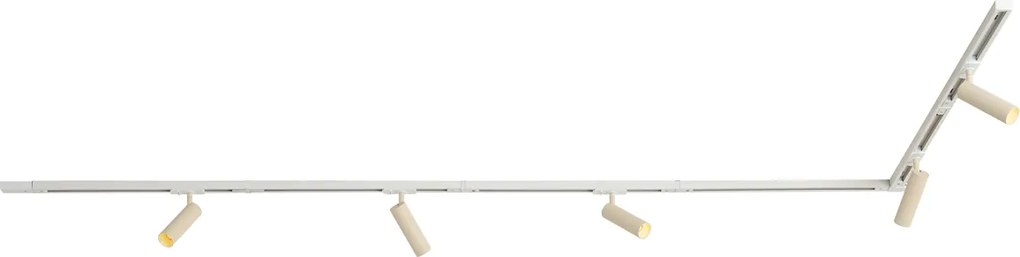 Sistem de iluminat cu șină modern cu 5 spoturi alb cu bej monofazat GU10 35mm - Iconic Jeana Luxe