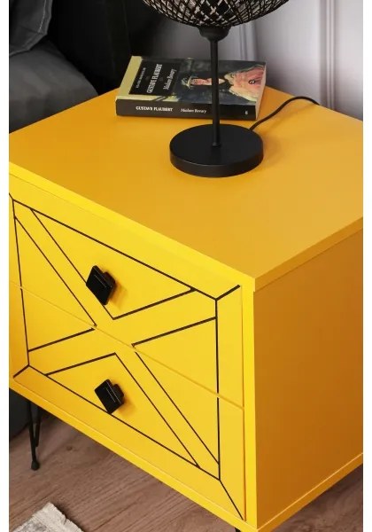 Noptieră LUNA 55x50 cm galbenă