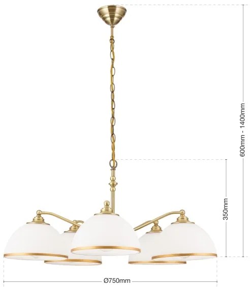 Lustră pe lanț Orion LU 1838/5 OLD LAMP 5xE27/40W/230V alb/bronz