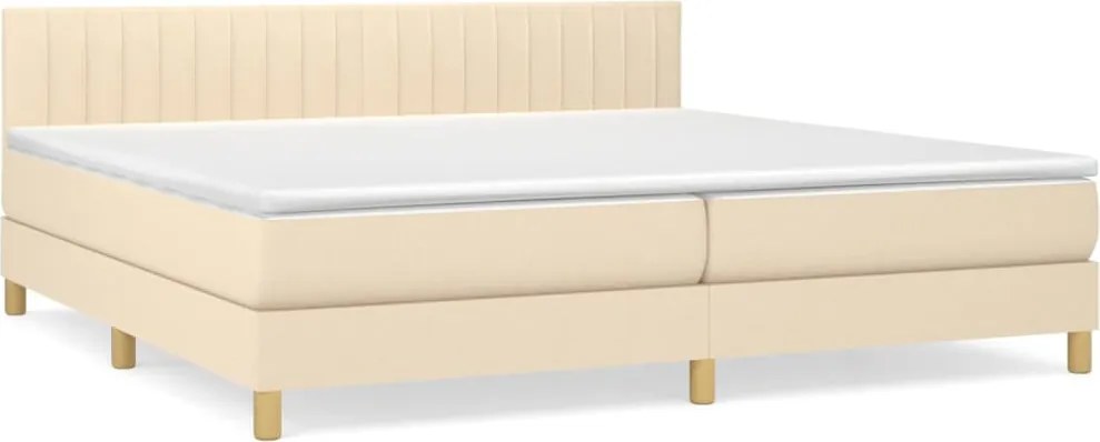 vidaXL Pat box spring cu saltea, crem, 200x200 cm, textil