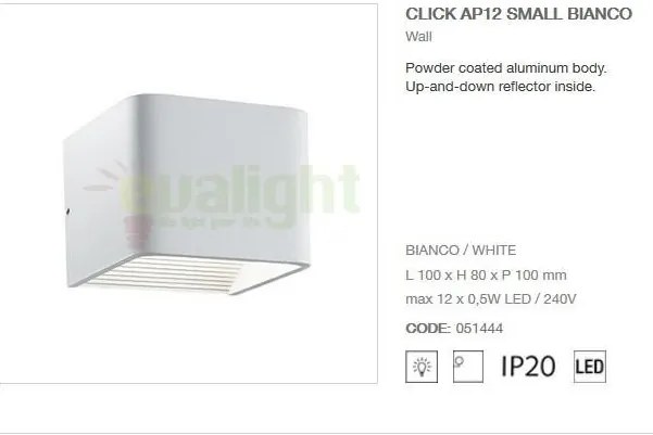 Aplica de perete moderna, iluminat LED up-and-down, CLICK AP D10 BIANCO 051444