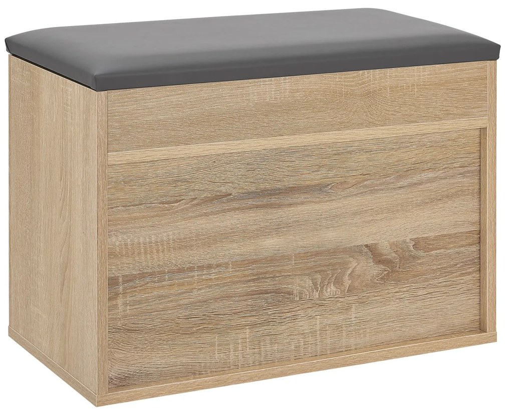 Suport pantofi cu capac rabatabil si scaun tapitat 60 x 30 x 44 cm aspect lemn