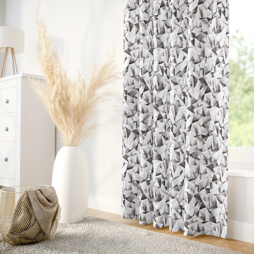 Goldea draperie decorativă loneta - forme gri 280x140 cm