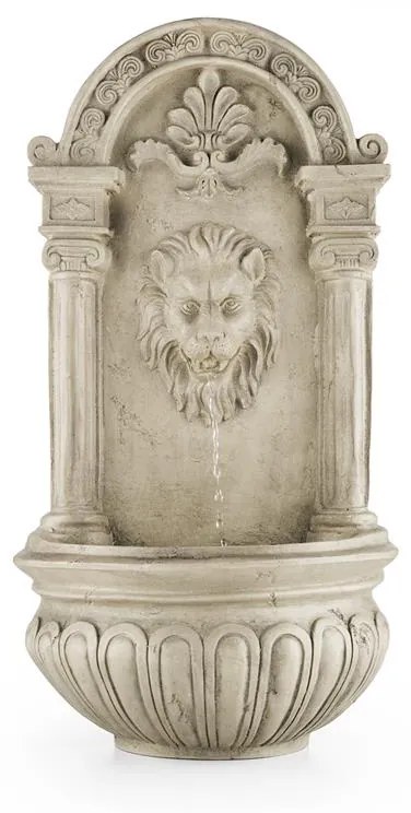 Blumfeldt Lowenstein, fântână de grădină ornamentală, fântănă de perete, 2W, LED-uri solare, aspect de piatră, polyresin