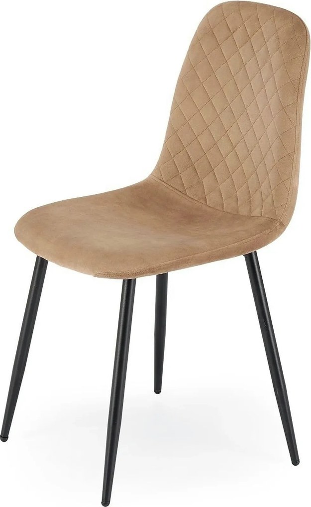 Scaun K608, bej, stofa catifelata/metal, 45x52x88 cm