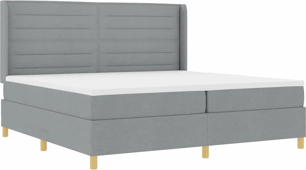 vidaXL Pat cu arcuri cu saltea Gri deschis 140 x 200 cm țesătură