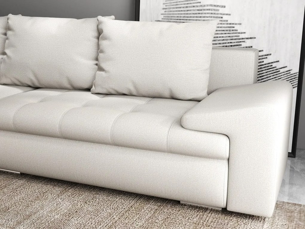 Colțar extensibil dumonde cu ladă de depozitare si sezut confortabil din spuma high-density, Leonardo Enjoy Bej 260x185 cm