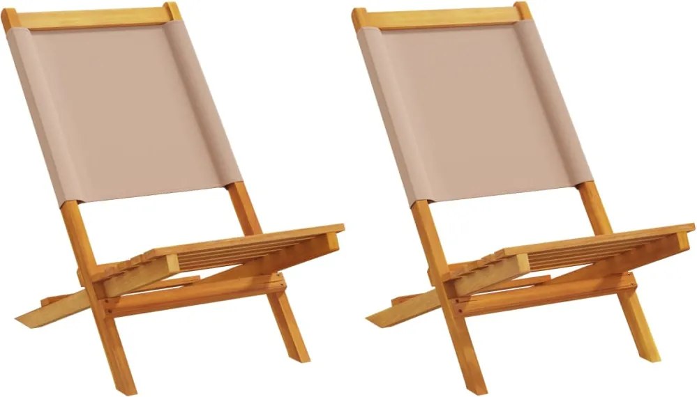 vidaXL Scaune de grădină 2 buc., taupe, lemn masiv acacia și textil