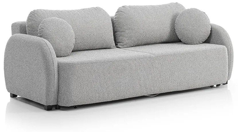 Canapea extensibila Novis, 3 locuri, material textil, gri, lada depozitare