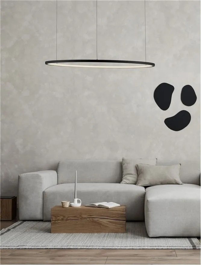 Lustra LED suspendata design modern circular TARQUIN D-80cm negru