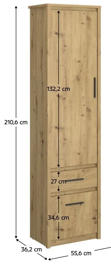Dulap cu rafturi IRON (stejar artisan). 1091606