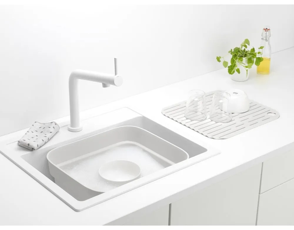 Vas pentru chiuvetă cu tavă de scurgere gri deschis din plastic SinkSide – Brabantia