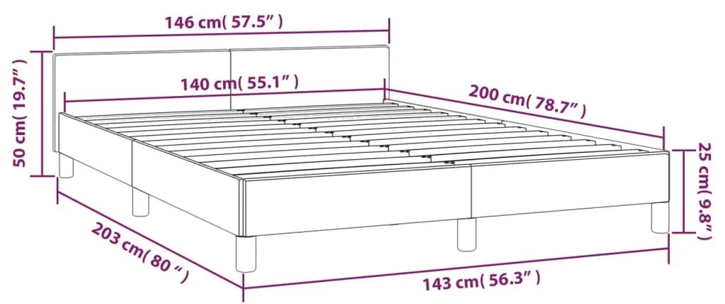 Cadru de pat cu tablie, alb, 140x200 cm, piele ecologica Alb, 140 x 200 cm