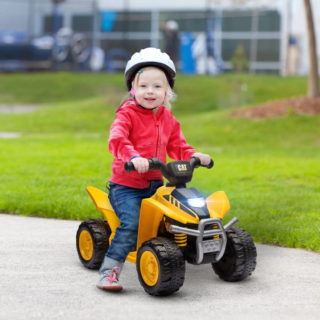 AIYAPLAY ATV pentru Copii, Vehicul cu Patru Roți pentru Copii, ATV cu Claxon și Faruri cu LED, 65.5x38.5x43.5 cm, Galben | Aosom Romania