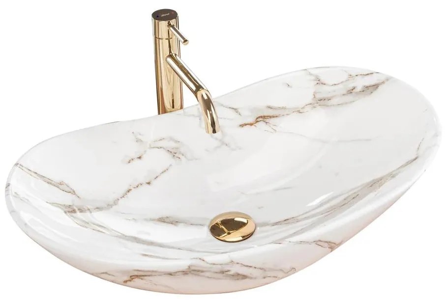 REA-U8597 - Lavoar ROYAL pentru blat 36x62 cm ceramică/decor marmură