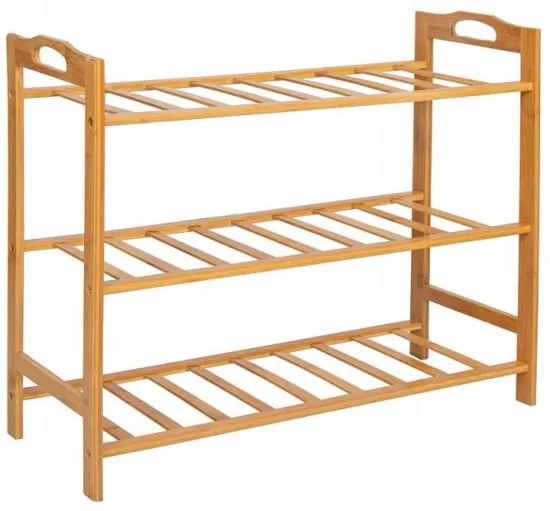 Suport depozitat incaltaminte, lemn bambus, 3 polite, Springos