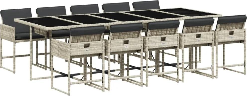 vidaXL Set mobilier de grădină cu perne 11 piese gri deschis poliratan