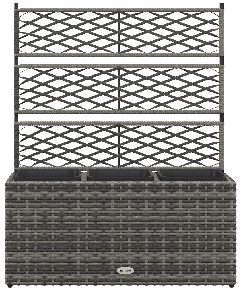 Outsunny Jardinieră de Gradină Autoportantă, Pat de Flori pentru Plante Cățărătoare, Design Modern, 84x30x107cm, Gri Deschis | Aosom Romania