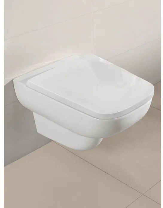 Set vas WC rimless suspendat, Villeroy&Boch Joyce, DirectFlush, cu capac inchidere lenta, 32.5x56cm, 56071001