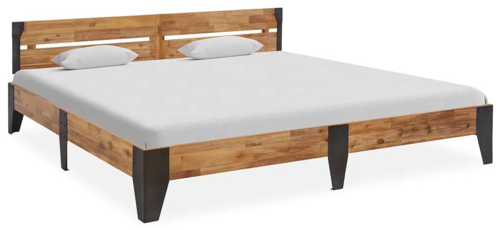 325294 vidaXL Cadru de pat, 200 x 200 cm, lemn masiv acacia cu finisaj periat