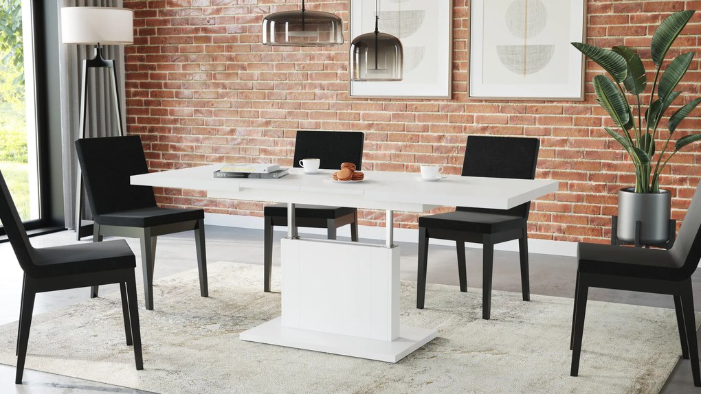 Mazzoni ORION Alb Mat - MĂSUȚĂ DE CAFEA EXTENSIBILĂ MODERNĂ